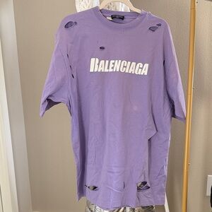 Balenciaga Lavender Distressed Tee